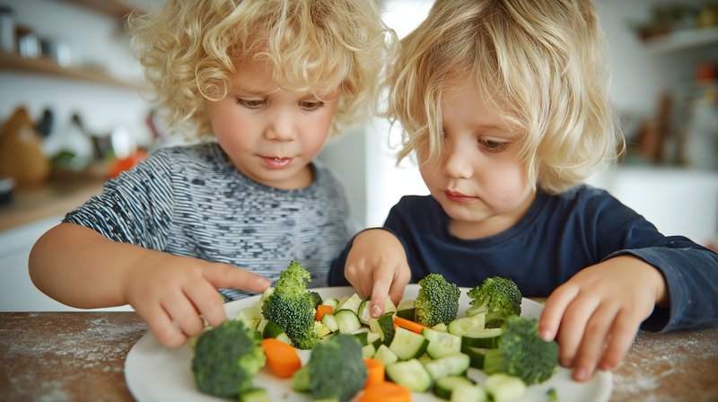 Kids prepare vegetables in the kitchen for a meal Free Premium Stock Image - stock photo