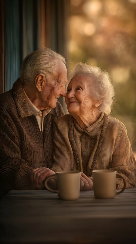 Elderly couple sharing a moment at home in the afternoon Free Premium Stock Photo - stock photo