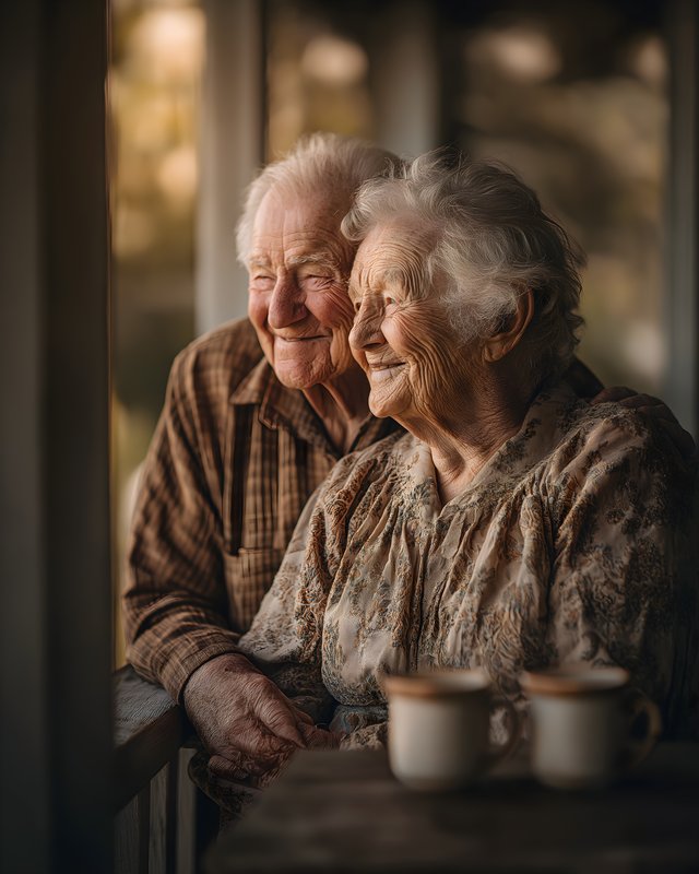 Elderly couple enjoying time together at home Free Premium Stock Image - stock photo