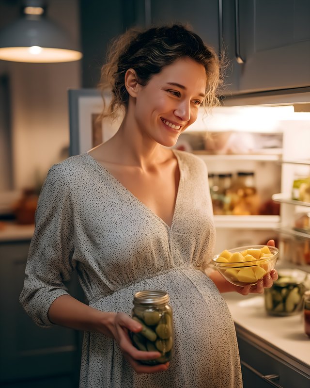 Woman picks snacks while standing in kitchen at night Free Premium Stock Image - stock photo