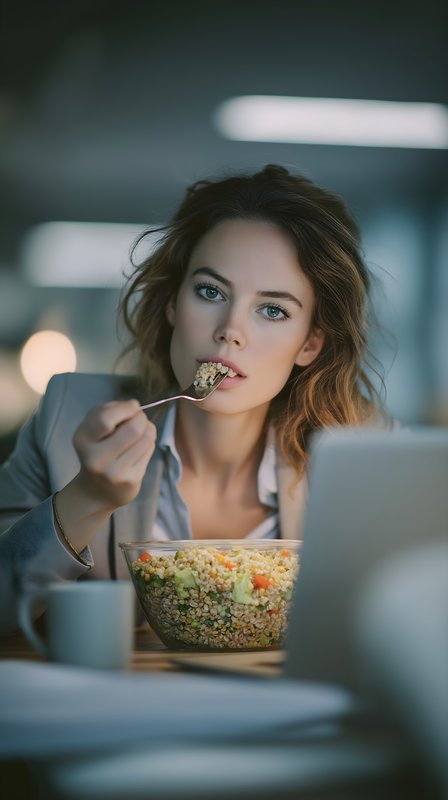 Eating lunch at work during the afternoon hours Free Premium Stock Photo - stock photo
