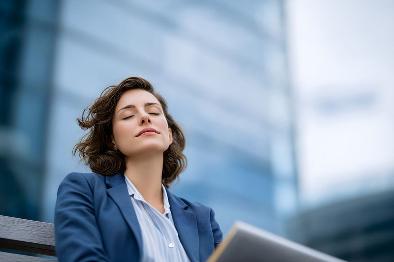 Woman relaxing and enjoying the moment in a city setting Free Premium Stock Image - stock photo