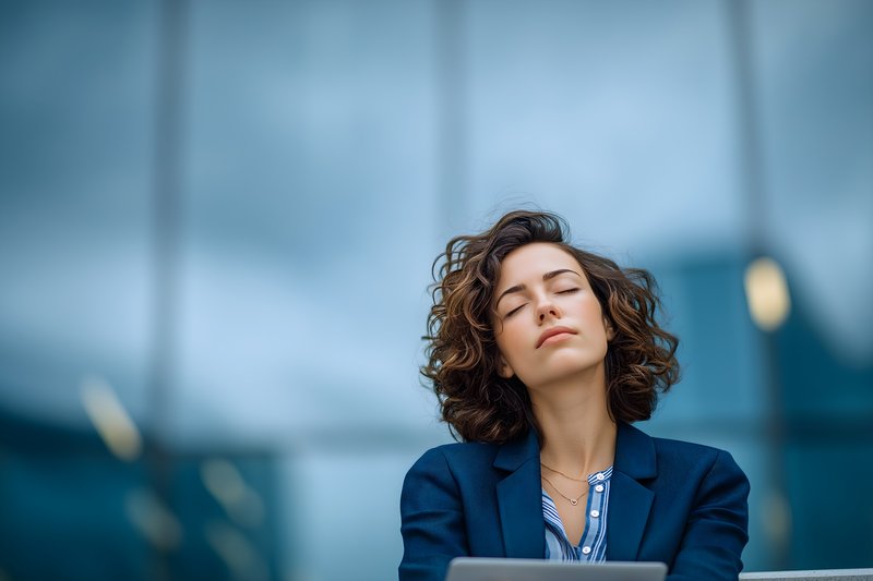 Businesswoman takes a moment to relax at work Free Premium Stock Image - stock photo