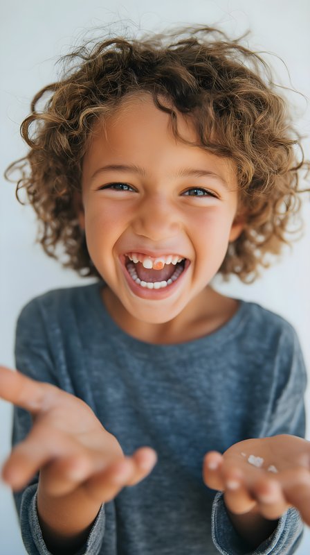Child shows happy expression with hands open in bright setting Free Premium Stock Photo - stock photo