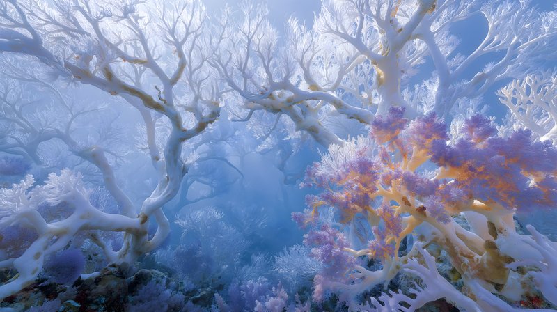 Coral reef scene with colorful corals and underwater plants Free Premium Stock Photo - stock photo