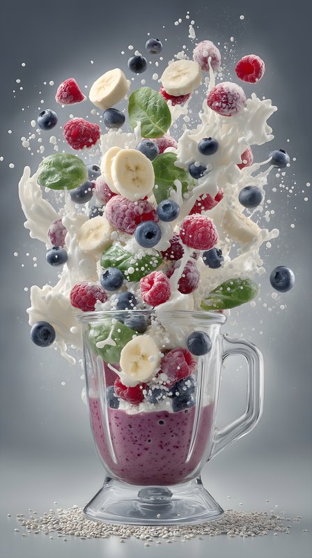 Blender filled with fruits and yogurt bursts with splashes Free Premium Stock Photo - stock photo