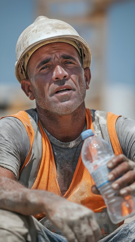 Construction worker takes a break from work Free Premium Stock Photo - stock photo