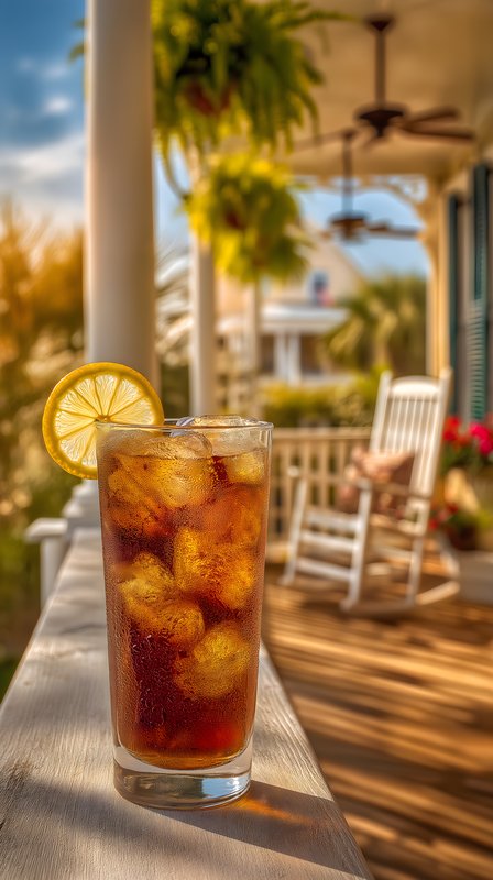 Refreshing drink on a porch in the afternoon sun Free Premium Stock Image - stock photo