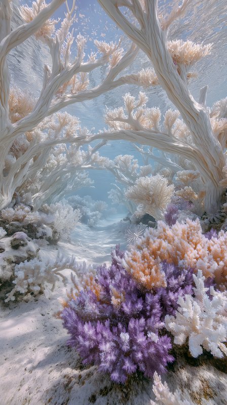 Coral reef scene under water with colorful coral formations Free Premium Stock Photo - stock photo