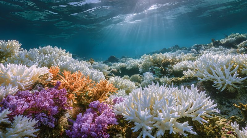 Vibrant coral reef under clear blue ocean water Free Premium Stock Photo - stock photo