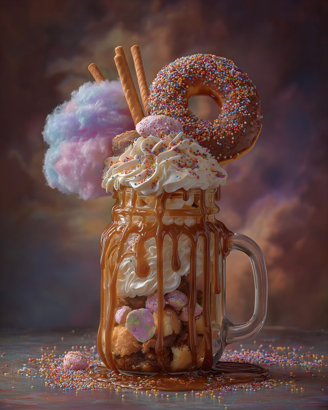 Decadent dessert displays in a glass jar with toppings Free Premium Stock Image - stock photo