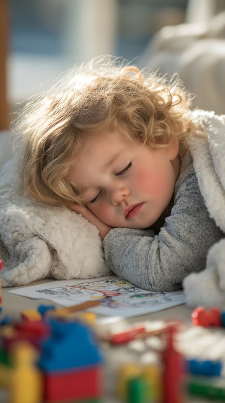 Toddler naps peacefully in warm sunlight Free Premium Stock Image - stock photo