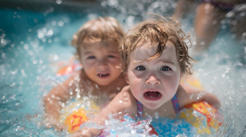 Children play in a pool during a sunny afternoon Free Premium Stock Image - stock photo