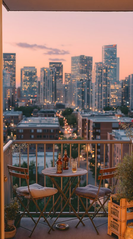 Evening view from a balcony in the city Free Premium Stock Photo - stock photo