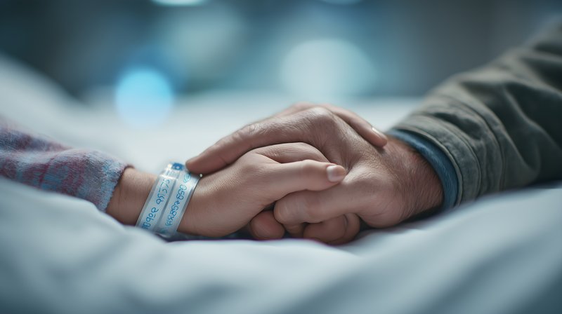 Holding hands in a hospital room during recovery Free Premium Stock Photo - stock photo