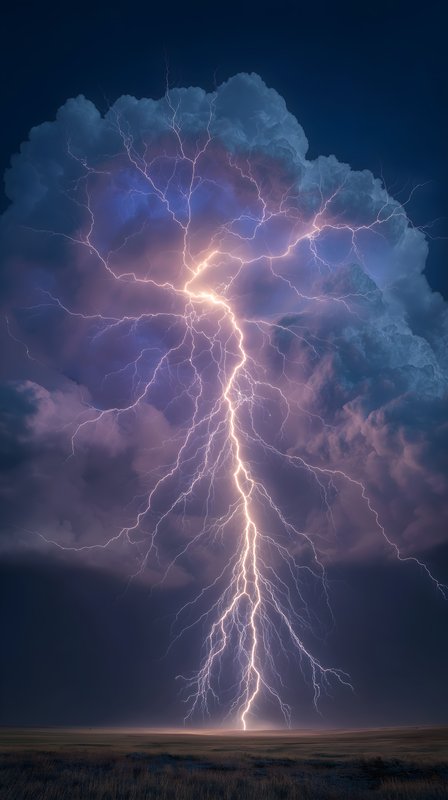Lightning strikes above dark clouds during a stormy night Free Premium Stock Image - stock photo