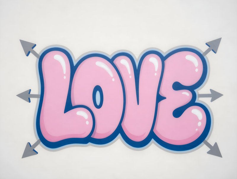 Bright pink love sign with arrows pointing outward Free Premium Stock Photo - stock photo