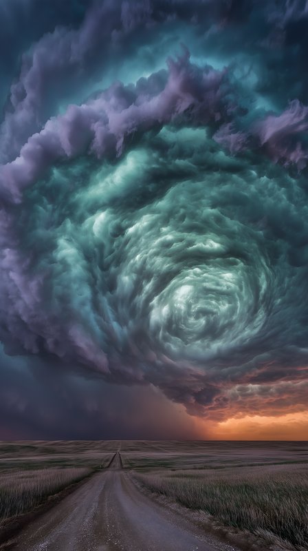 Clouds swirl above a dirt road at sunset in a rural area Free Premium Stock Photo - stock photo