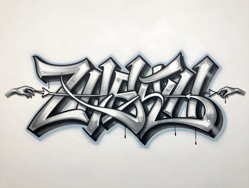 Graffiti art on a city wall with hand designs Free Premium Stock Photo - stock photo