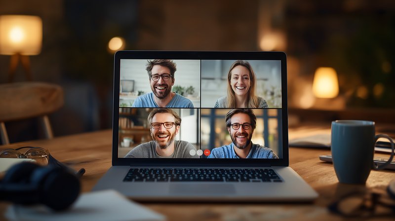 People enjoy a video call at home during evening hours Free Premium Stock Image - stock photo