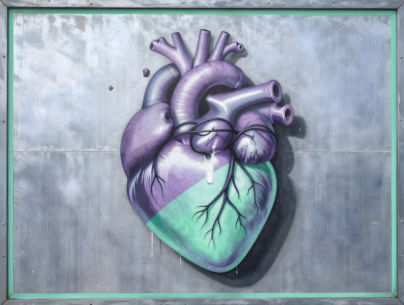 Street art shows big heart mural on urban wall in daylight Free Premium Stock Image - stock photo
