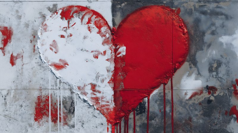 Graffiti with a heart shape on a concrete wall in a city Free Premium Stock Photo - stock photo