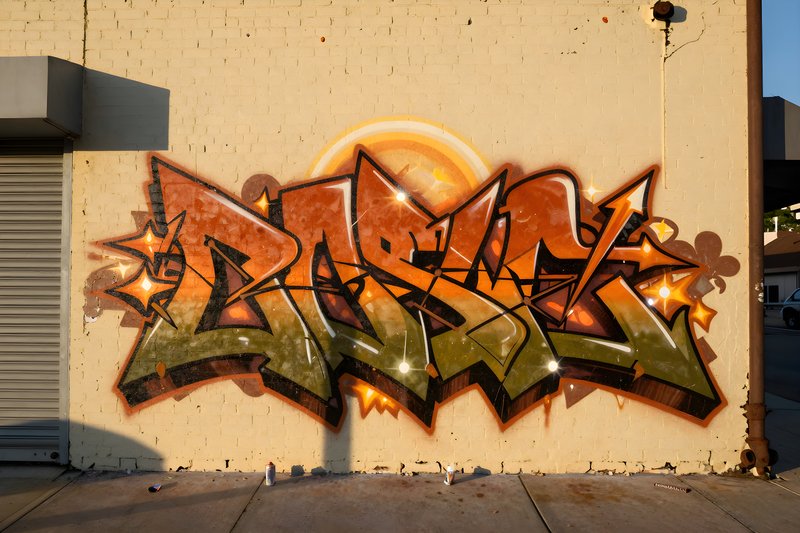 Graffiti on building wall during sunset in urban area Free Premium Stock Image - stock photo
