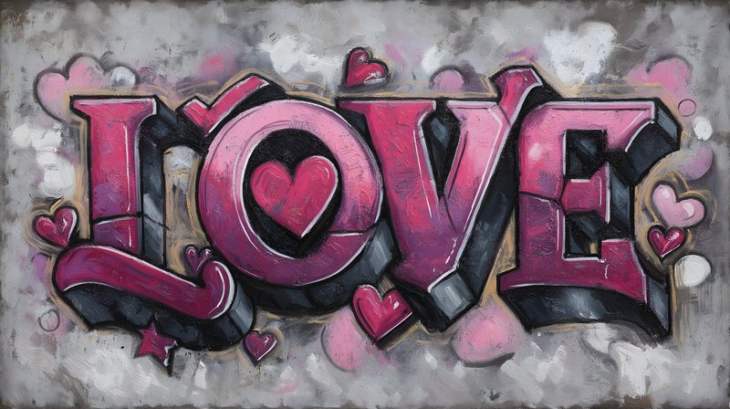 Colorful love graffiti on a wall in an urban area Free Premium Stock Image - stock photo