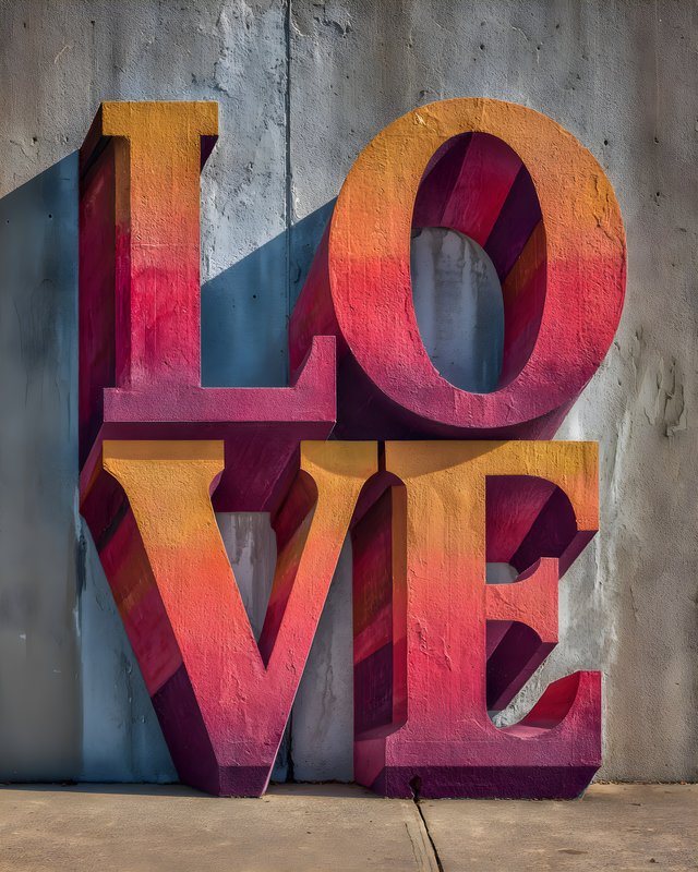 Colorful love sculpture stands against a concrete wall Free Premium Stock Photo - stock photo