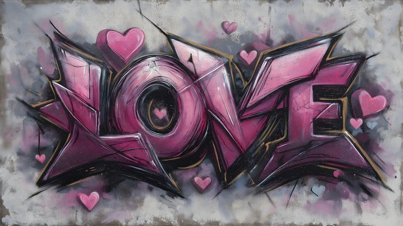 Graffiti art with the word love and hearts on a wall Free Premium Stock Image - stock photo
