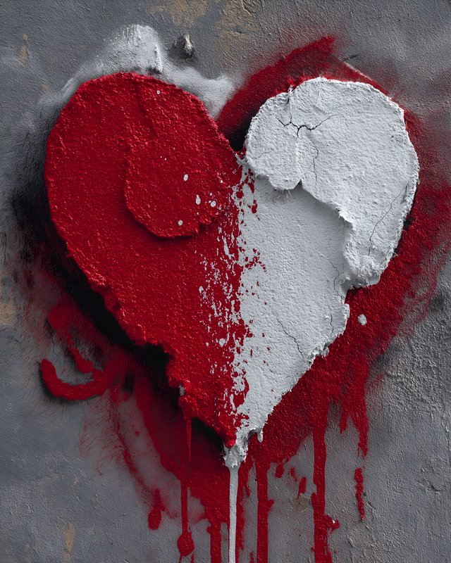 Heart design painted on a wall with red and white colors Free Premium Stock Photo - stock photo