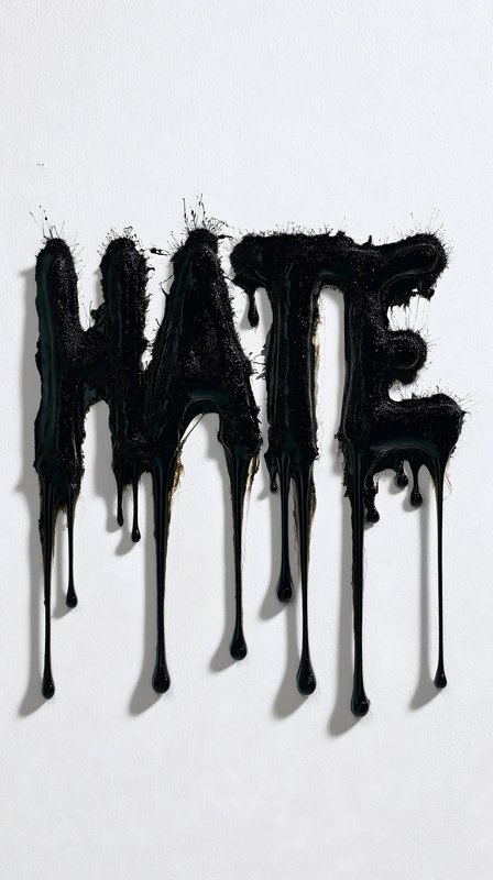 Art piece with the word hate displayed on a wall Free Premium Stock Image - stock photo