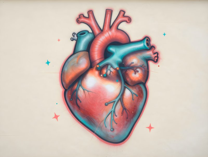 Art on a wall shows a large heart with colorful details Free Premium Stock Image - stock photo