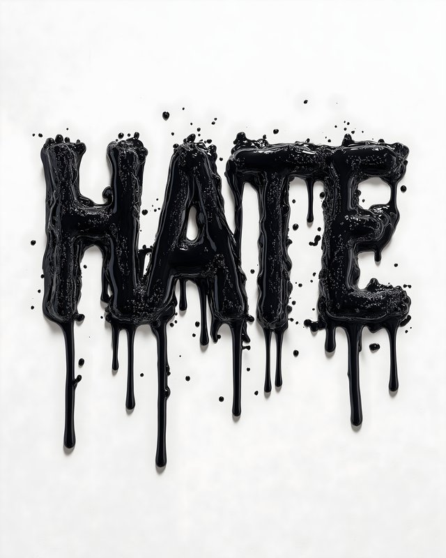 Bold letters spell hate with black liquid dripping down Free Premium Stock Photo - stock photo