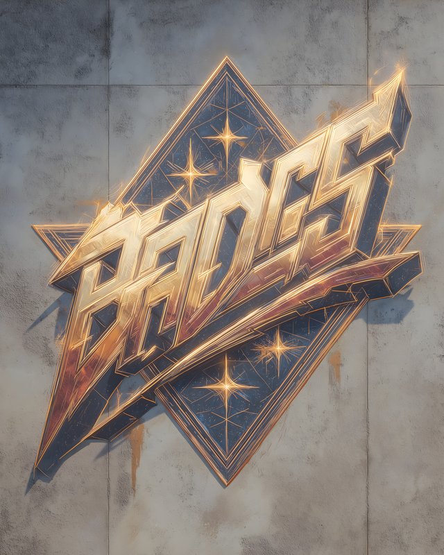 Badges logo design on a textured wall in urban space Free Premium Stock Image - stock photo