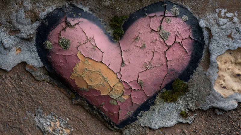 Heart-shaped graffiti on old wall in urban setting Free Premium Stock Image - stock photo