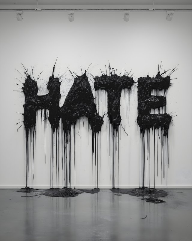 Dark art installation expressing strong emotion in gallery space Free Premium Stock Photo - stock photo