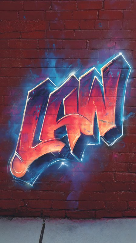 Bright graffiti art showing the word law on a wall Free Premium Stock Photo - stock photo