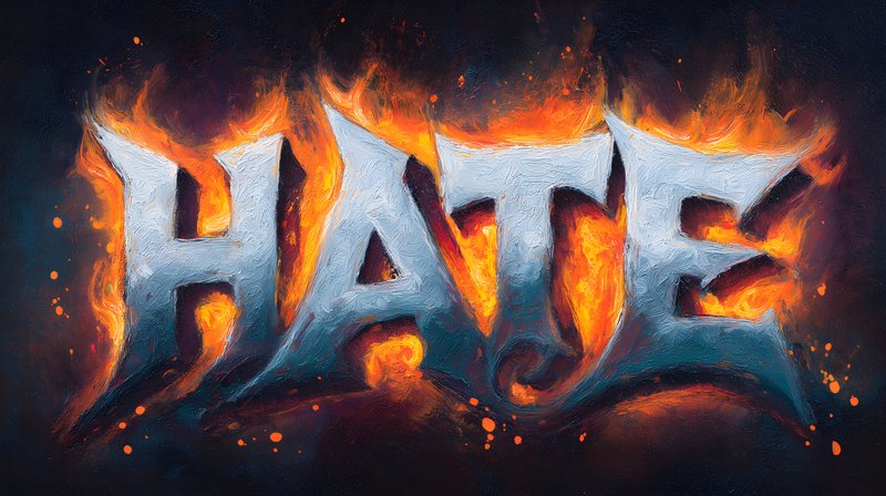 Word hate in fiery letters on dark background Free Premium Stock Image - stock photo