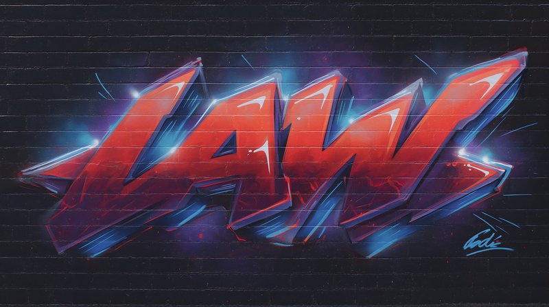 Graffiti artwork showing the word Law on a brick wall Free Premium Stock Image - stock photo
