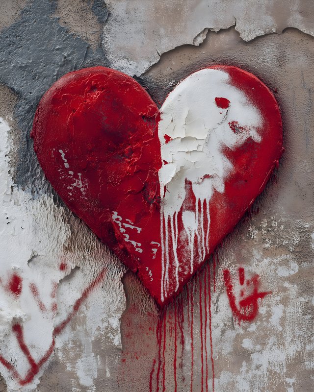 Graffiti heart on urban wall with paint drips in daylight Free Premium Stock Image - stock photo