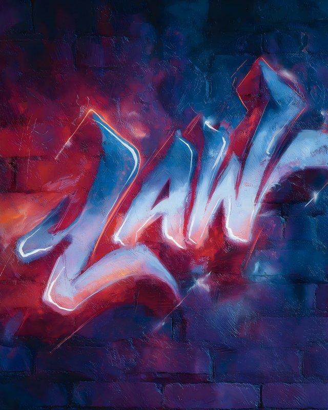 Colorful graffiti art of the word law on a brick wall Free Premium Stock Image - stock photo