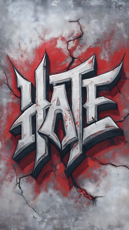 Graffiti art with the word hate on a cracked wall Free Premium Stock Photo - stock photo