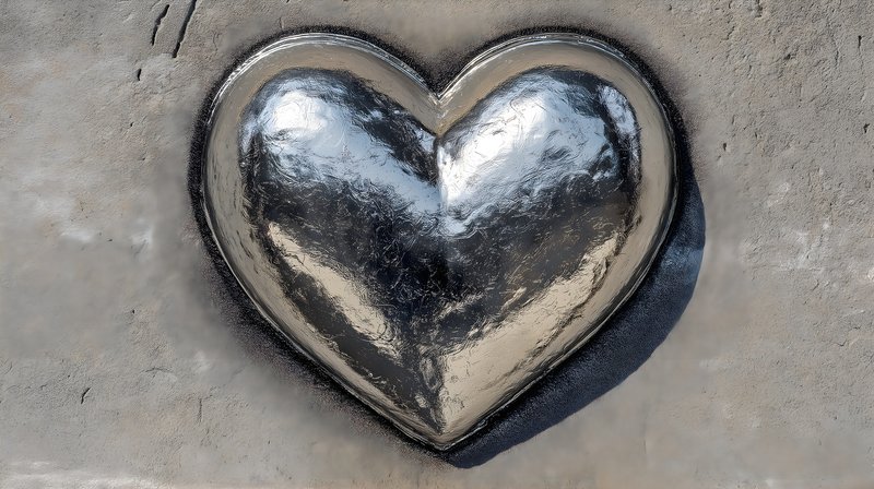 Heart sculpture on a concrete wall in urban setting Free Premium Stock Image - stock photo
