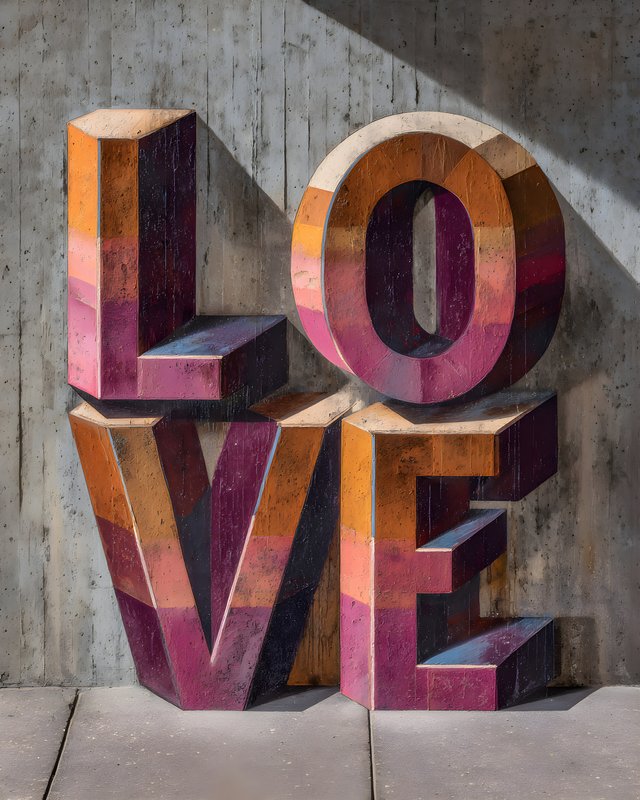 Large three-dimensional letters spell love in bright colors Free Premium Stock Image - stock photo