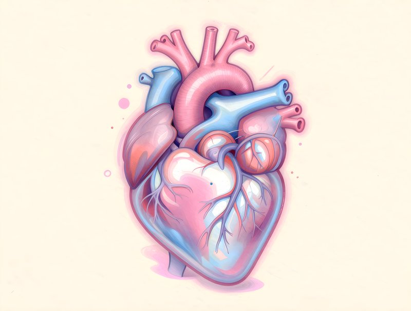 Colorful heart illustration with veins and arteries Free Premium Stock Photo - stock photo