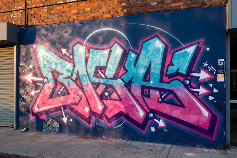 Colorful graffiti art on a brick wall in an urban area Free Premium Stock Photo - stock photo