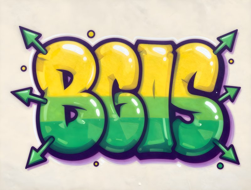 Colorful graffiti art with bold letters on a wall Free Premium Stock Photo - stock photo