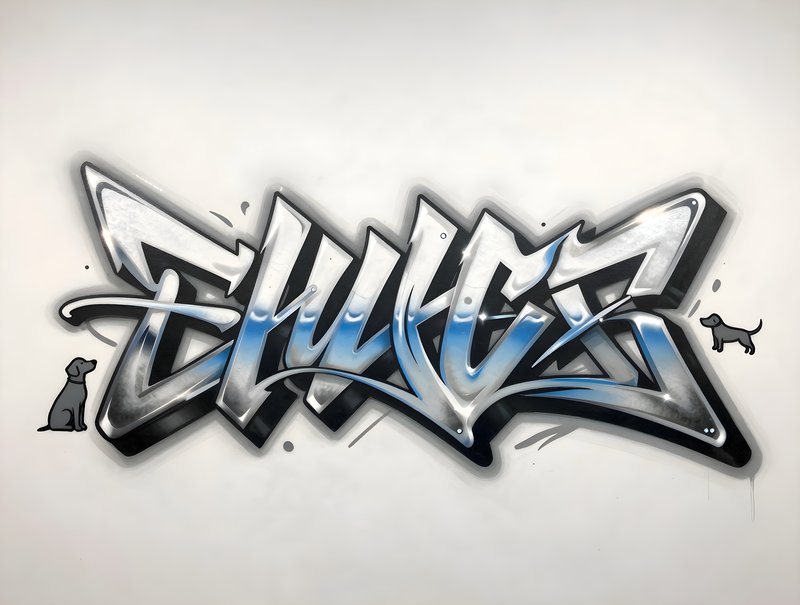 Graffiti art showing the word 'Ethics' on a wall with dogs Free Premium Stock Image - stock photo