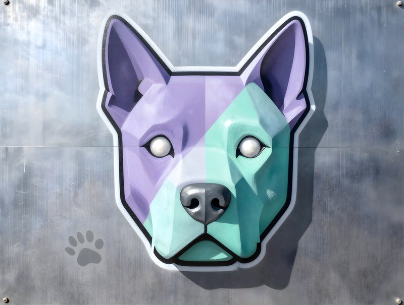 Colorful dog head design on metal background in modern art style Free Premium Stock Photo - stock photo